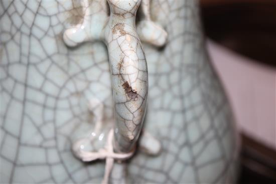 A 19th century Chinese crackle glaze vase converted to a lamp height 39.5cm excl. fittings